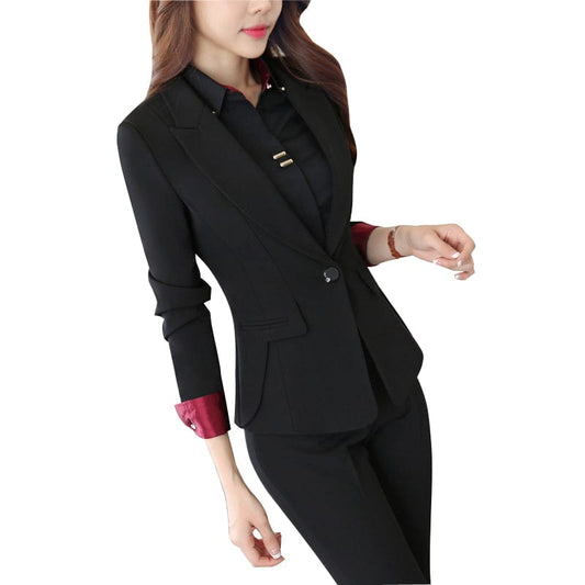 Wholesale  2 Piece Set OEM Formal Pant Suit Smooth Fabric Big size Blazer Office Lady Uniform Designs Women Business Sets