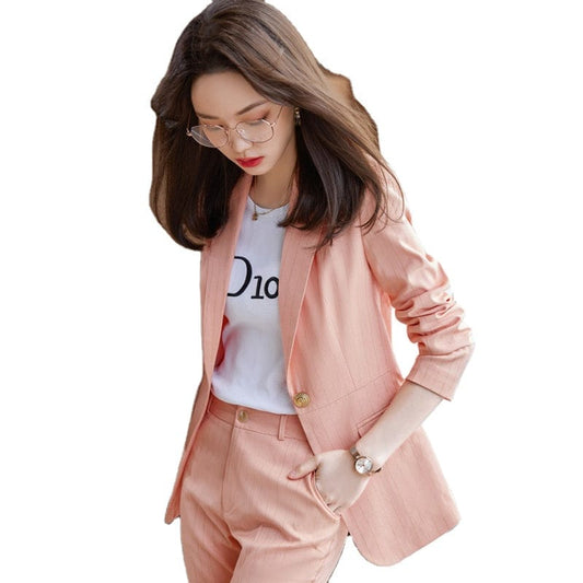 Wholesale 2 Pieces Pant Set Suits Fashion Office Ladies Work Wear for Women's Business Female Formal Stripe Blazer Outfit Pant