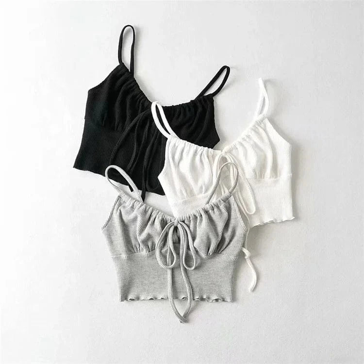 Wholesale 2022 Summer Crop Top with Drawstring Sleeveless Hollow Out Waffle Women Crop Tank Top