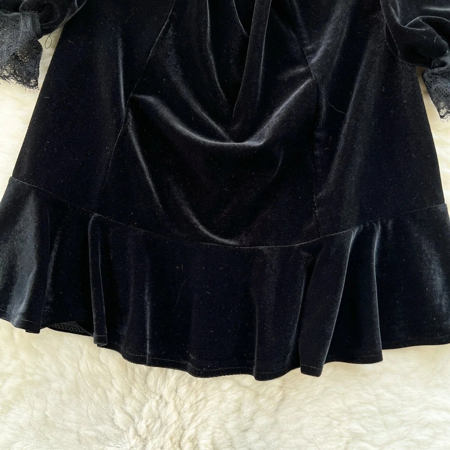 Wholesale 2024 Spring Long Sleeve Mesh Beaded Round Neck Waist Waist Slim A-line Golden Velvet Women's Dress