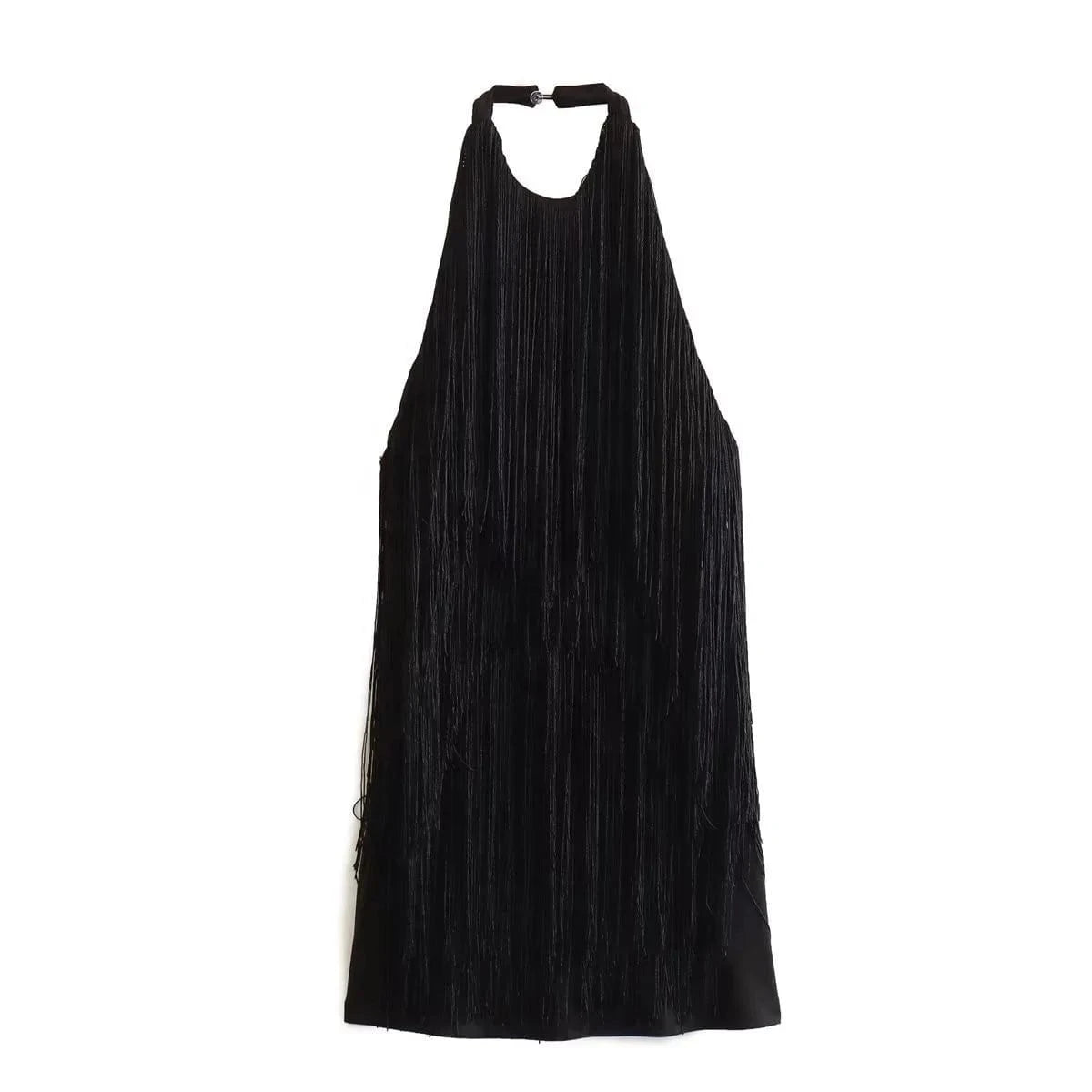 Wholesale 2024 Summer New Product European and American Style Women's Solid Color Loose Tassel halter Dress