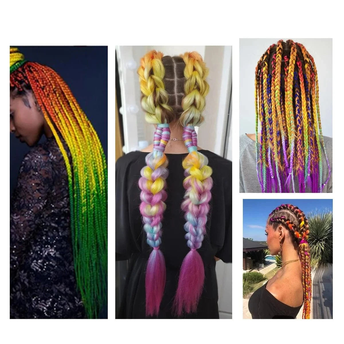 Wholesale 24" 100G Pre Stretched Yaki Easy Synthetic Soft Jumbo Ghana Ultra Braids Crotchet 3 Tone Ombre Rainbow Braiding Hair