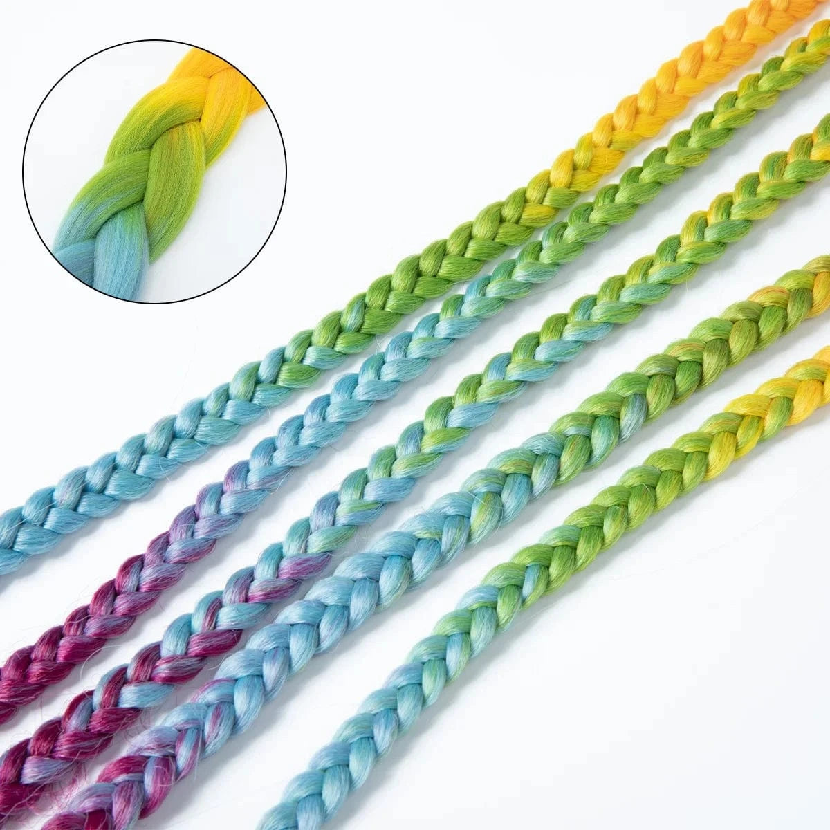 Wholesale 24" 100G Pre Stretched Yaki Easy Synthetic Soft Jumbo Ghana Ultra Braids Crotchet 3 Tone Ombre Rainbow Braiding Hair