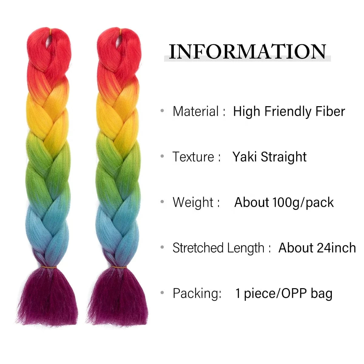 Wholesale 24" 100G Pre Stretched Yaki Easy Synthetic Soft Jumbo Ghana Ultra Braids Crotchet 3 Tone Ombre Rainbow Braiding Hair