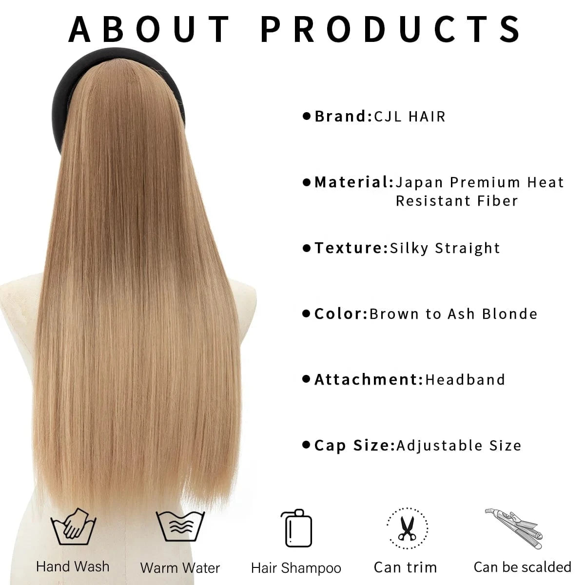 Wholesale 26"  Natural Headbands Wig Headband Hair Extension Wigs Long Ombre Kinky Straight Wig Synthetic For White Women