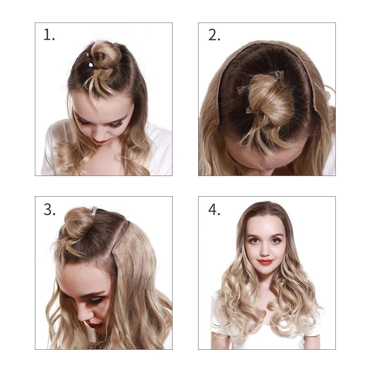 Wholesale 26" One Piece Synthetic Curly Seamless Natural Blonde 5 Clips In Synthetic Hair Extensions Wigs For White Women