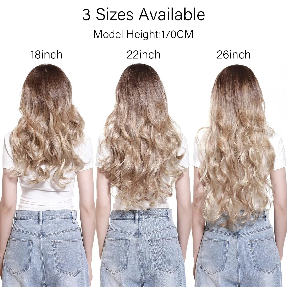 Wholesale 26" One Piece Synthetic Curly Seamless Natural Blonde 5 Clips In Synthetic Hair Extensions Wigs For White Women