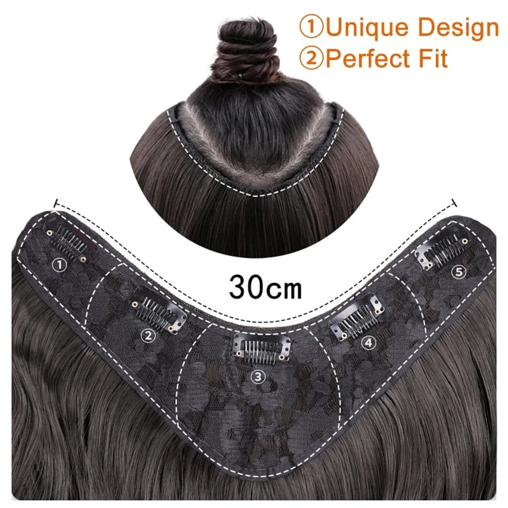 Wholesale 26" One Piece Synthetic Curly Seamless Natural Blonde 5 Clips In Synthetic Hair Extensions Wigs For White Women