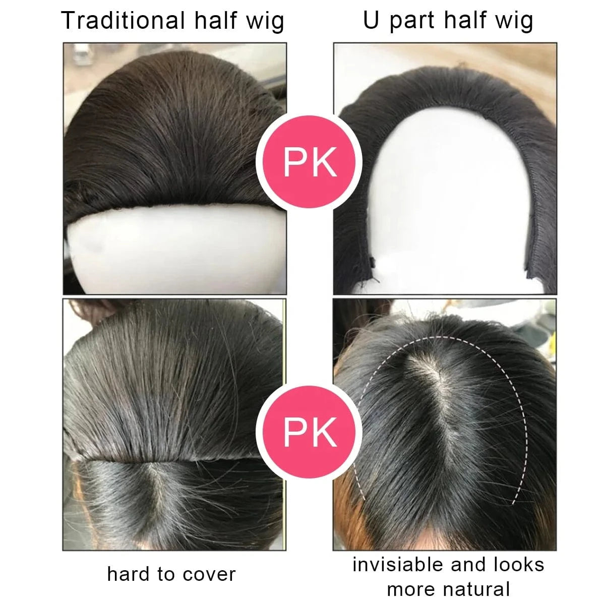 Wholesale 28" Vendor  Long Straight Synthetic Natural Hair Clip in 3/4 Half Wig Half Up Half Down Upart U Part Wigs Extensions