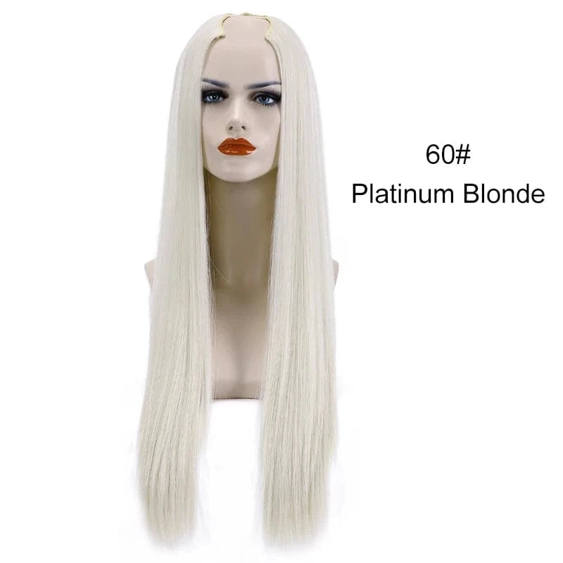 Wholesale 28" Vendor  Long Straight Synthetic Natural Hair Clip in 3/4 Half Wig Half Up Half Down Upart U Part Wigs Extensions