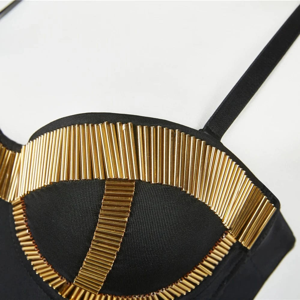 Wholesale 90% polyester 10% spandex gold sleeveless tank crop top for women