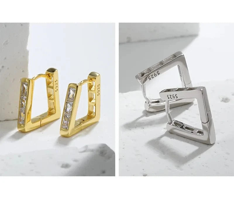 wholesale 925 silver earrings jewelry women 18K gold plated geometric 925 sterling silver hoop earrings for women