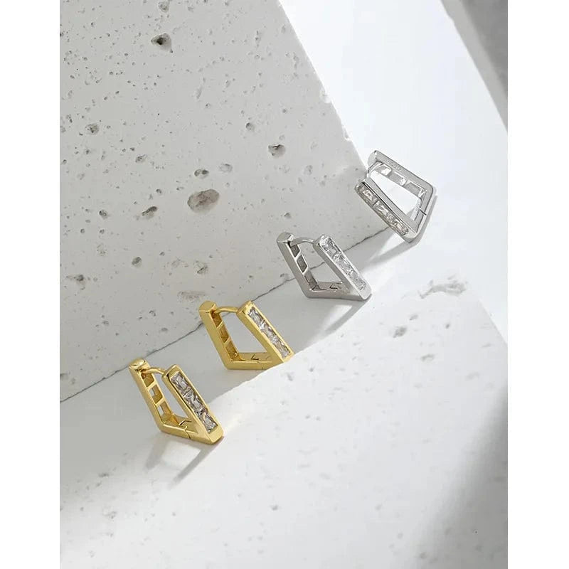 wholesale 925 silver earrings jewelry women 18K gold plated geometric 925 sterling silver hoop earrings for women