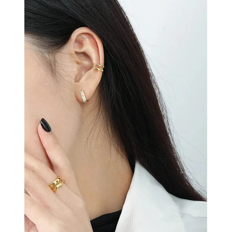 wholesale 925 silver earrings jewelry women 18K gold plated geometric 925 sterling silver hoop earrings for women