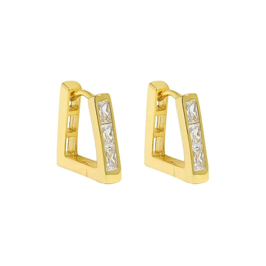 wholesale 925 silver earrings jewelry women 18K gold plated geometric 925 sterling silver hoop earrings for women