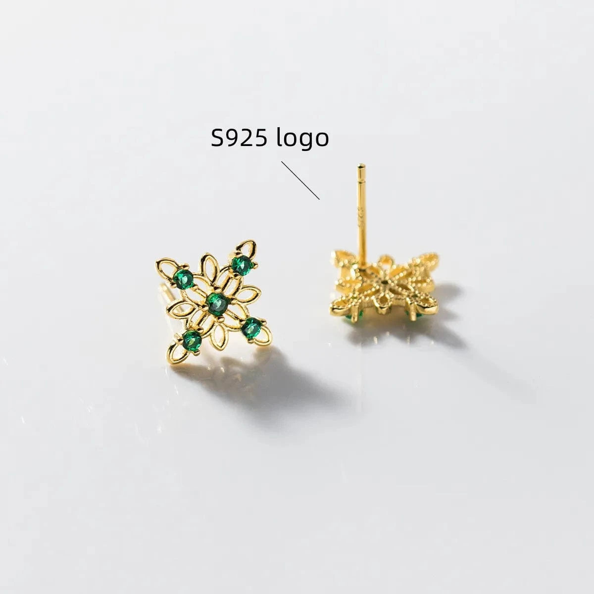 wholesale 925 silver earrings women sterling silver geometric stud earrings  minimalist green zircon earrings jewelry