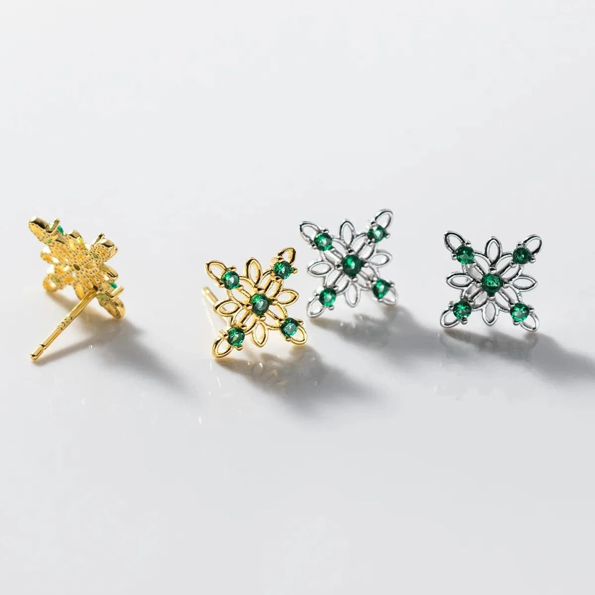 wholesale 925 silver earrings women sterling silver geometric stud earrings  minimalist green zircon earrings jewelry