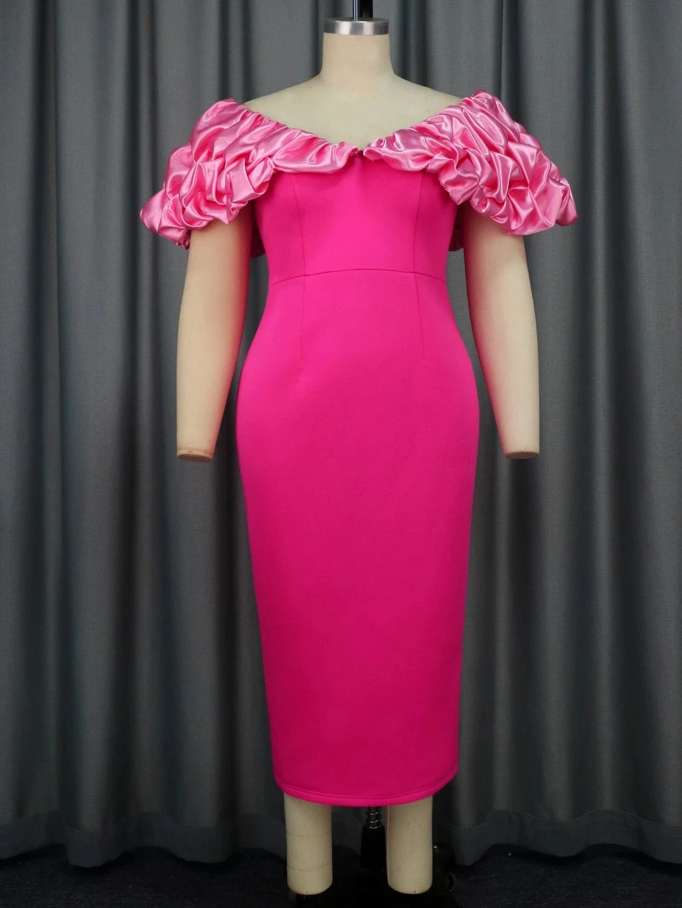 Wholesale AOMEI Backless Ruffles V Neck Lady Evening Off Shoulder Dress