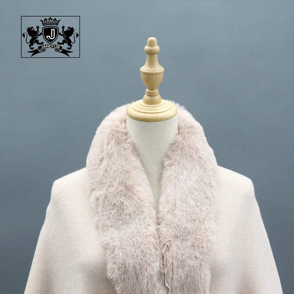 Wholesale Black White Pink Beige Knitted Wool Cape Winter Fashion Warm Faux Fur Shawl