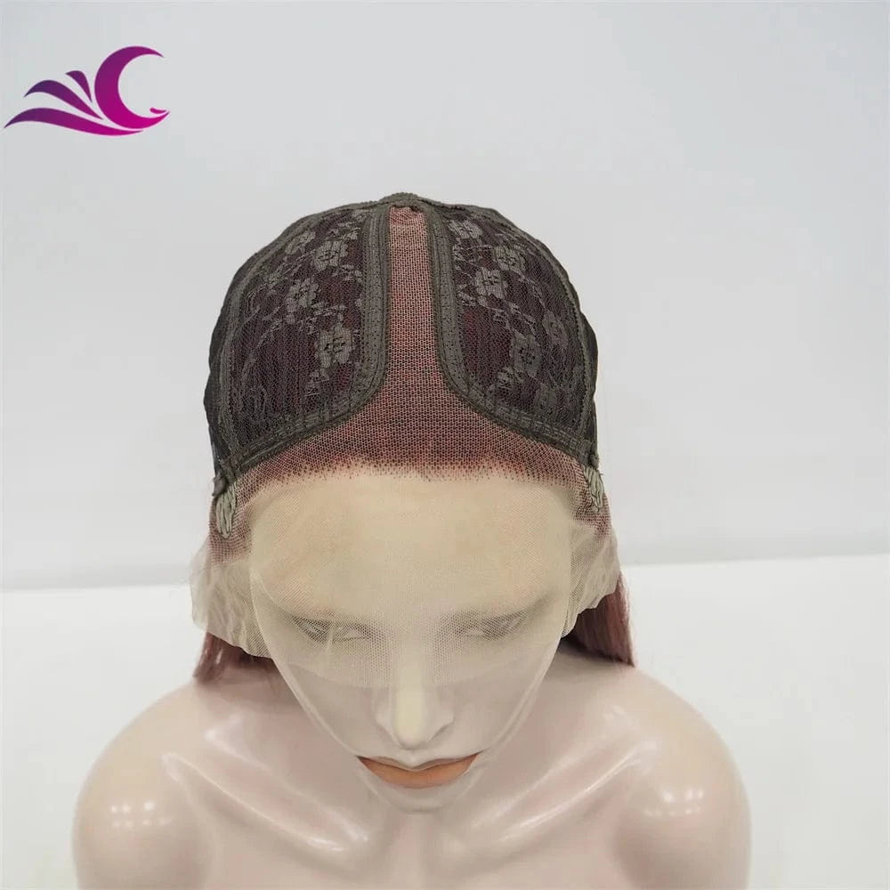 Wholesale Burgundy T-part Middle Part Lace Front Wig Fatura Premium Fiber Synthetic Hair Wigs for Black Women