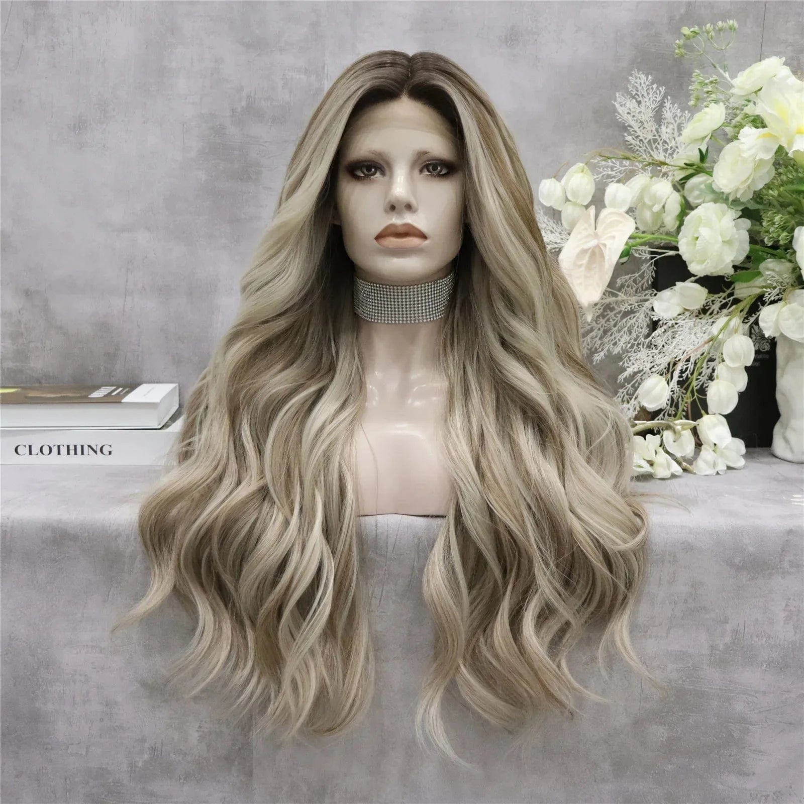 Wholesale Burgundy T-part Middle Part Lace Front Wig Fatura Premium Fiber Synthetic Hair Wigs for Black Women