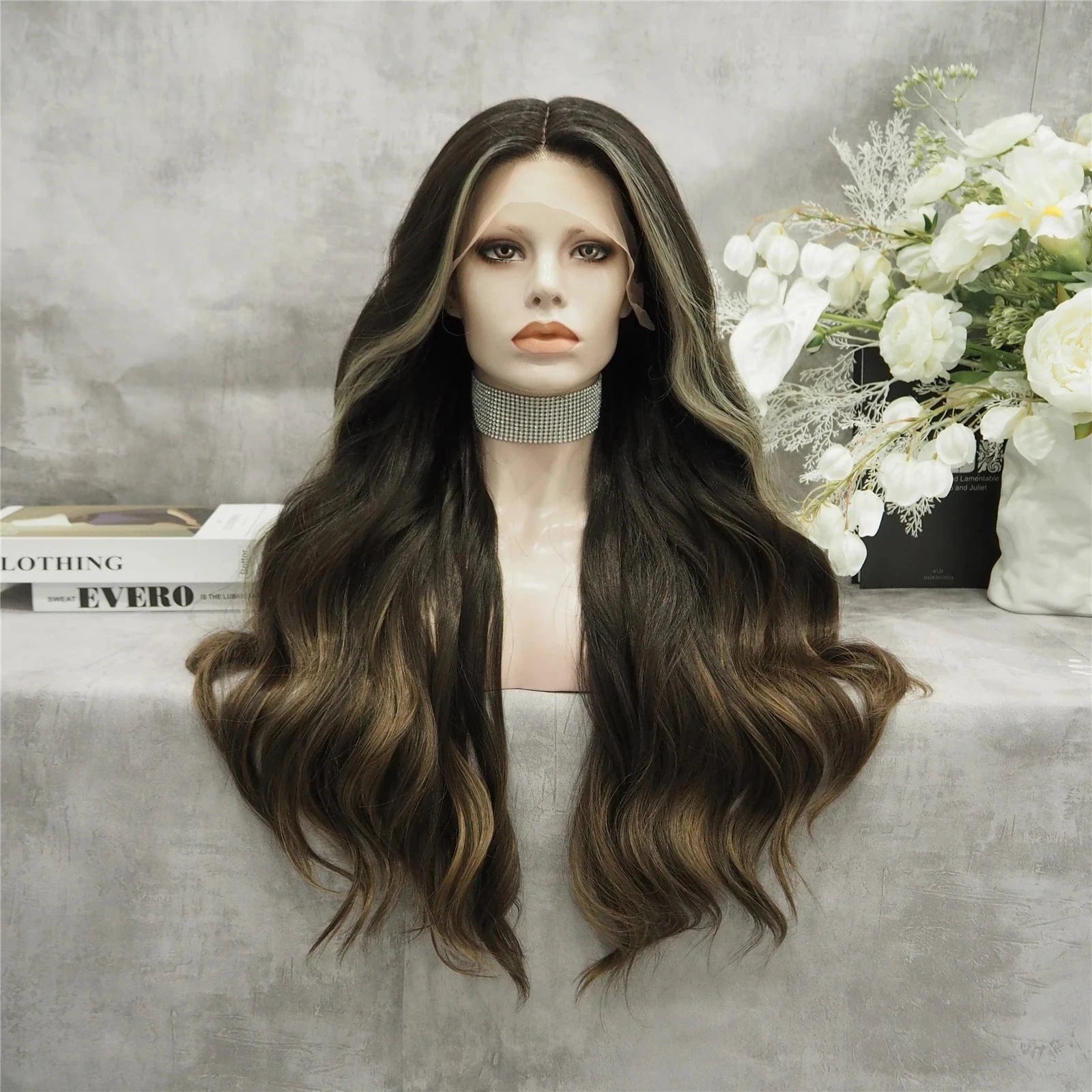 Wholesale Burgundy T-part Middle Part Lace Front Wig Fatura Premium Fiber Synthetic Hair Wigs for Black Women