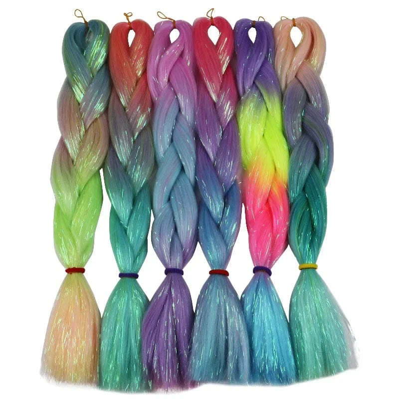 Wholesale  BY Express DHL 200packs  100g 24" 60cm BUBBLEGUM LIGHT MAUVE Synthetic Jumbo Braid Mixed Metallic Glitter Twinkl