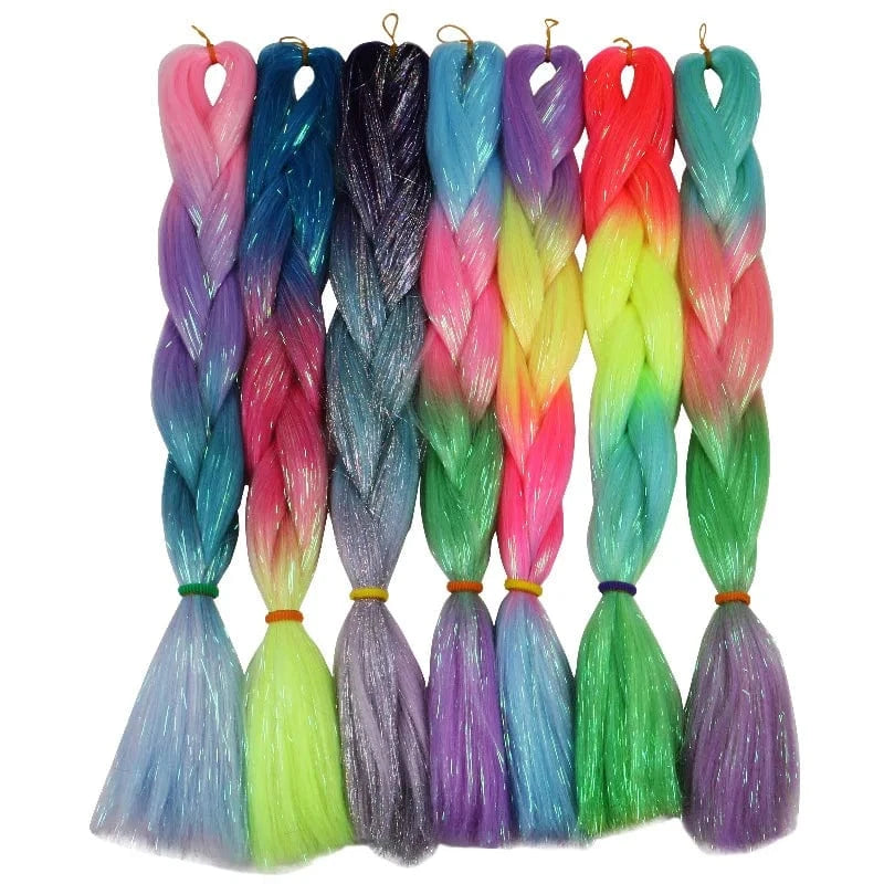 Wholesale  BY Express DHL 200packs  100g 24" 60cm BUBBLEGUM LIGHT MAUVE Synthetic Jumbo Braid Mixed Metallic Glitter Twinkl