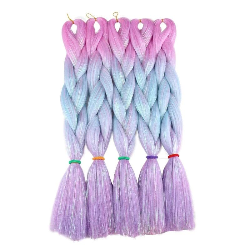 Wholesale  BY Express DHL 200packs  100g 24" 60cm BUBBLEGUM LIGHT MAUVE Synthetic Jumbo Braid Mixed Metallic Glitter Twinkl