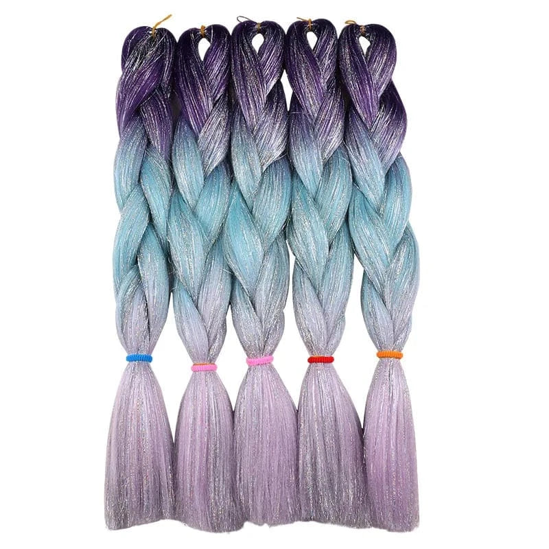 Wholesale  BY Express DHL 200packs  100g 24" 60cm BUBBLEGUM LIGHT MAUVE Synthetic Jumbo Braid Mixed Metallic Glitter Twinkl