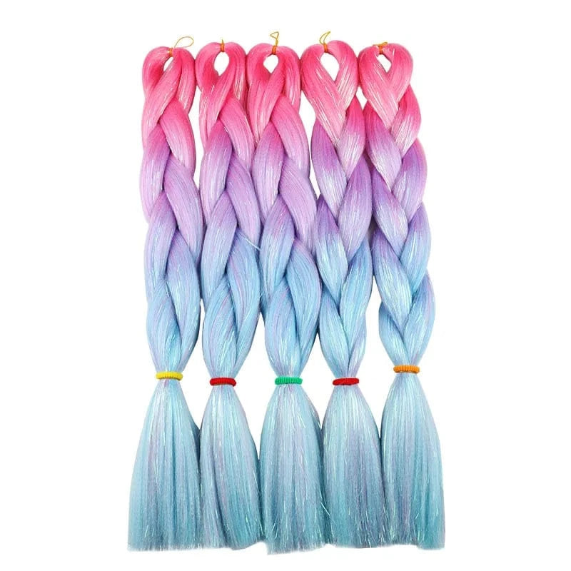 Wholesale  BY Express DHL 200packs  100g 24" 60cm BUBBLEGUM LIGHT MAUVE Synthetic Jumbo Braid Mixed Metallic Glitter Twinkl