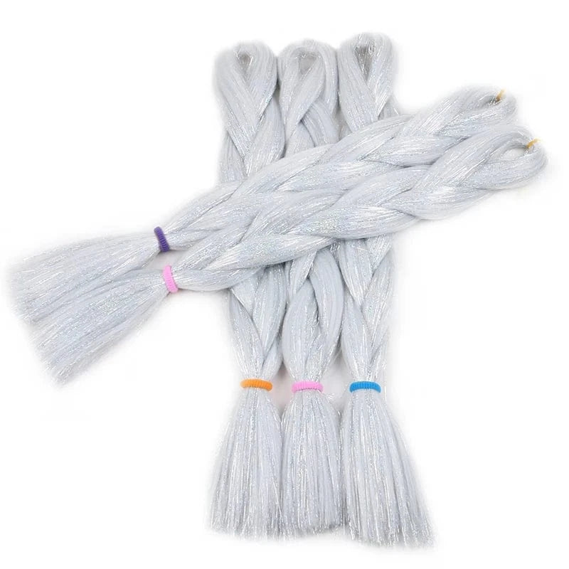 Wholesale  BY Express DHL 200packs  100g 24" 60cm BUBBLEGUM LIGHT MAUVE Synthetic Jumbo Braid Mixed Metallic Glitter Twinkl