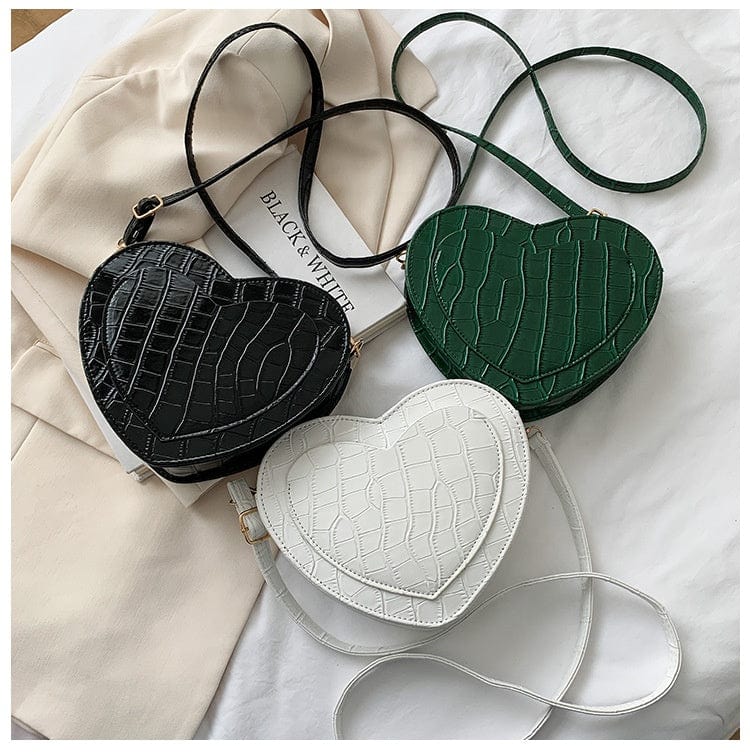 Wholesale Cheap Pu Leather Bag Heart Shape Cross body for Ladies Crocodile Leather Mini hand bag