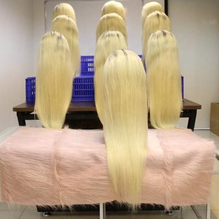 Wholesale Cheap Virgin Brazilian Hair 613 Blonde Lace Wig,Long Straight 180% Soft And Silky Straight Original  Lace Frontal Wigs