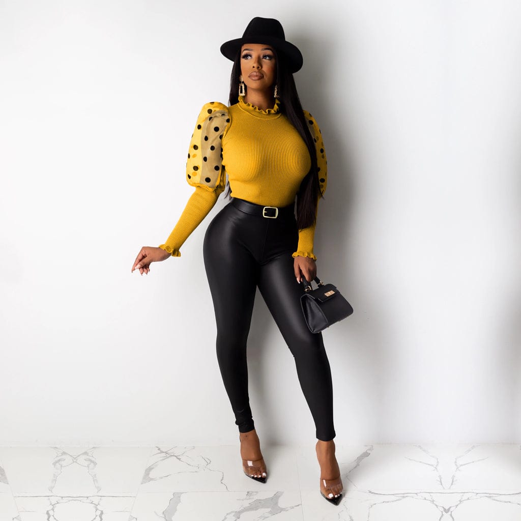 wholesale clothing sexy women clothing sexy long sleeve puff sleeve t-shirt tops latest design