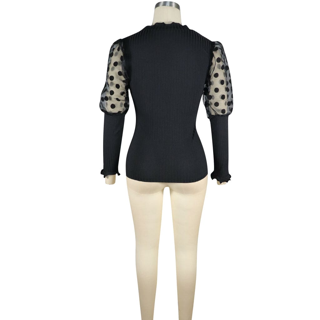 wholesale clothing sexy women clothing sexy long sleeve puff sleeve t-shirt tops latest design