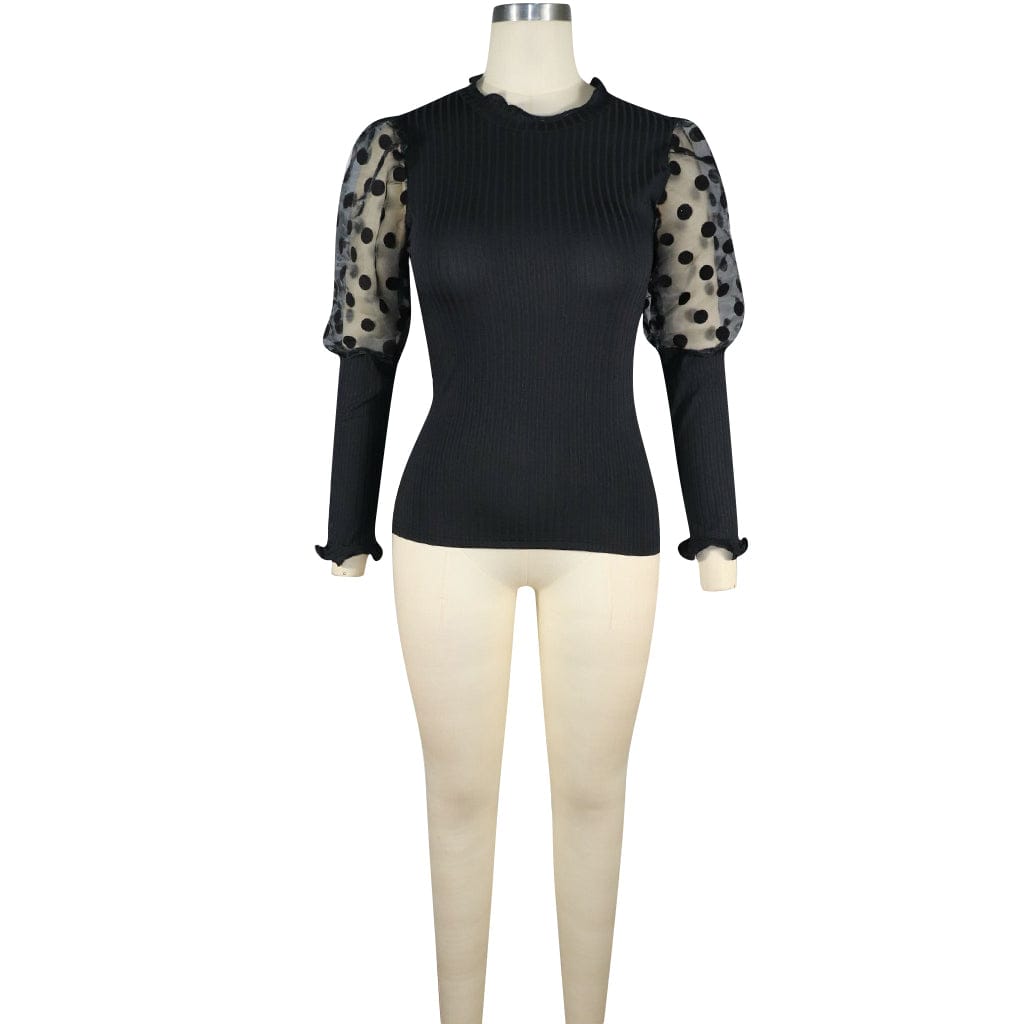 wholesale clothing sexy women clothing sexy long sleeve puff sleeve t-shirt tops latest design