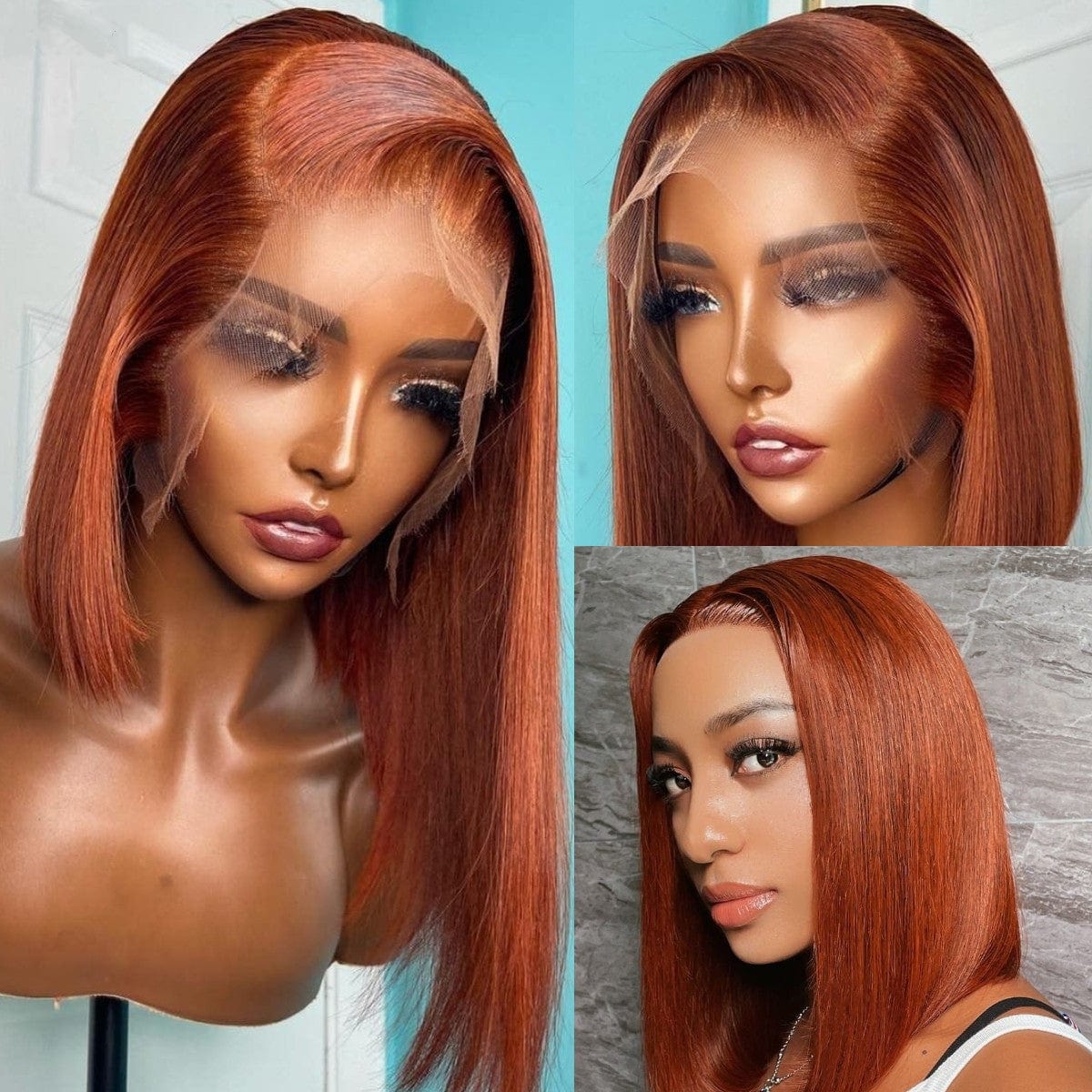 Wholesale Color Bob Wigs Chocolate Brown Silky Straight HD Transparent Lace Front Wigs for Black Women