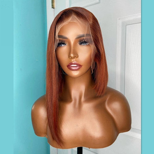 Wholesale Color Bob Wigs Chocolate Brown Silky Straight HD Transparent Lace Front Wigs for Black Women