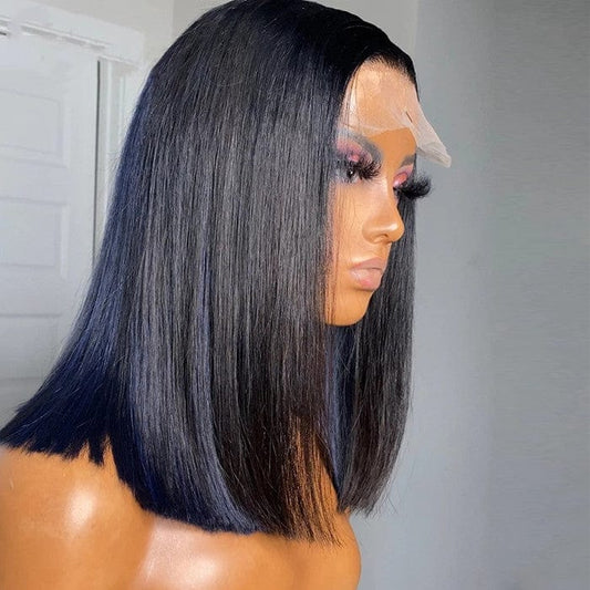 Wholesale Color Bob Wigs Highlight Blue Silky Straight HD Transparent Lace Front Wigs for Black Women