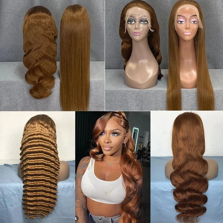 Wholesale Colored Wigs Human Hair Lace Front Wigs Chocolate Brown Color Human Hair HD Transparent Glueless full hd lace wigs