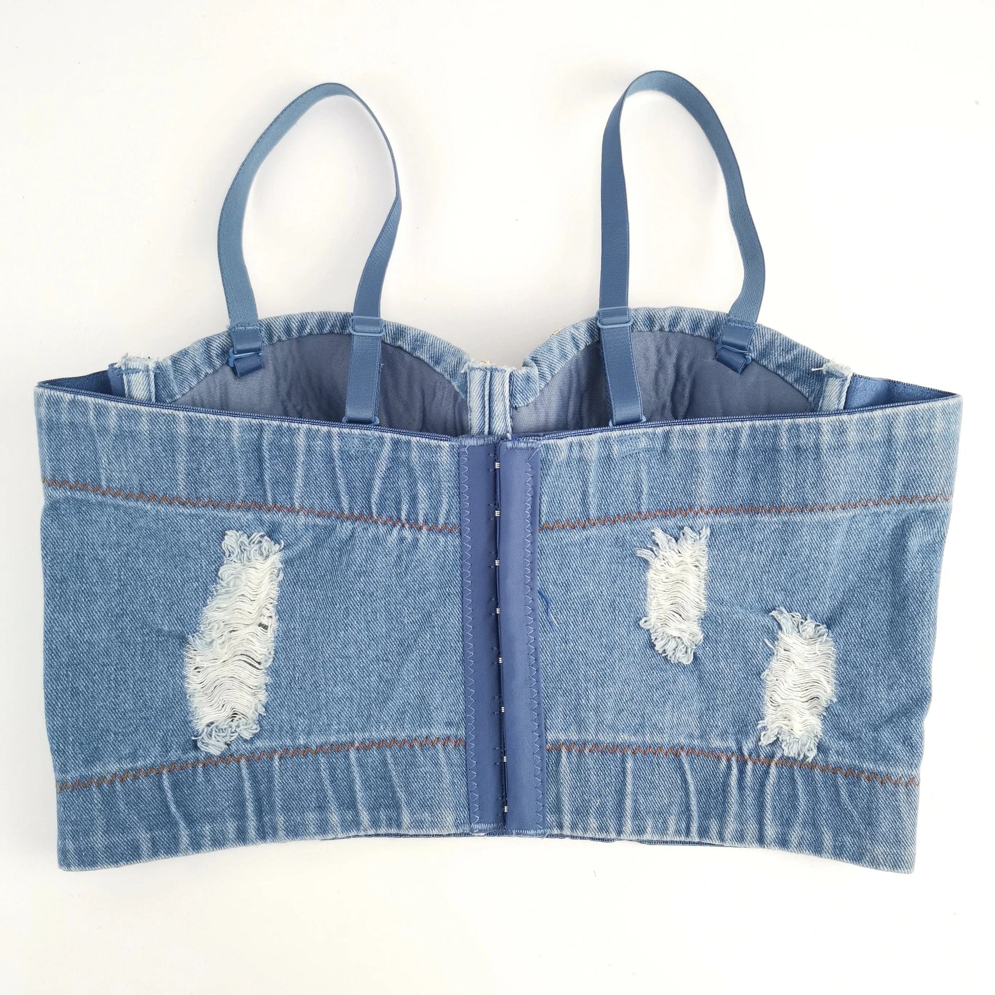 Wholesale Custom Glass Beaded Stone Denim Halter Sexy Crop Top For Women