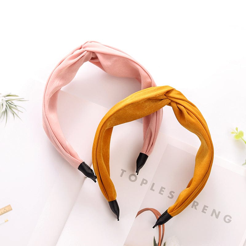 Wholesale Custom Korea Twill Fabric Plain bow headband Handmade Knot make up headband