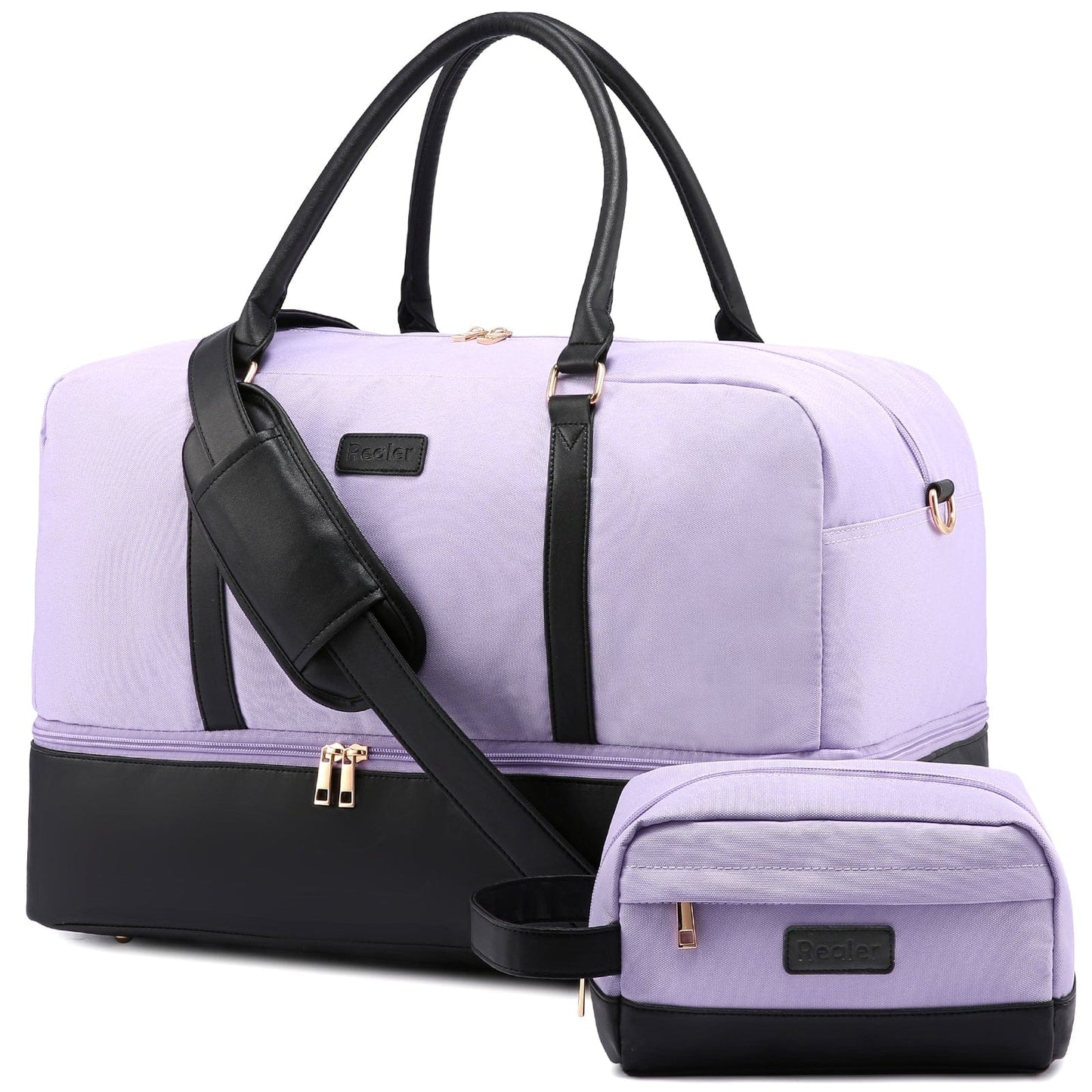 Wholesale custom low moq vintage canvas PU leather trim tote crossbody shoulder bag women weekend duffel travel bags
