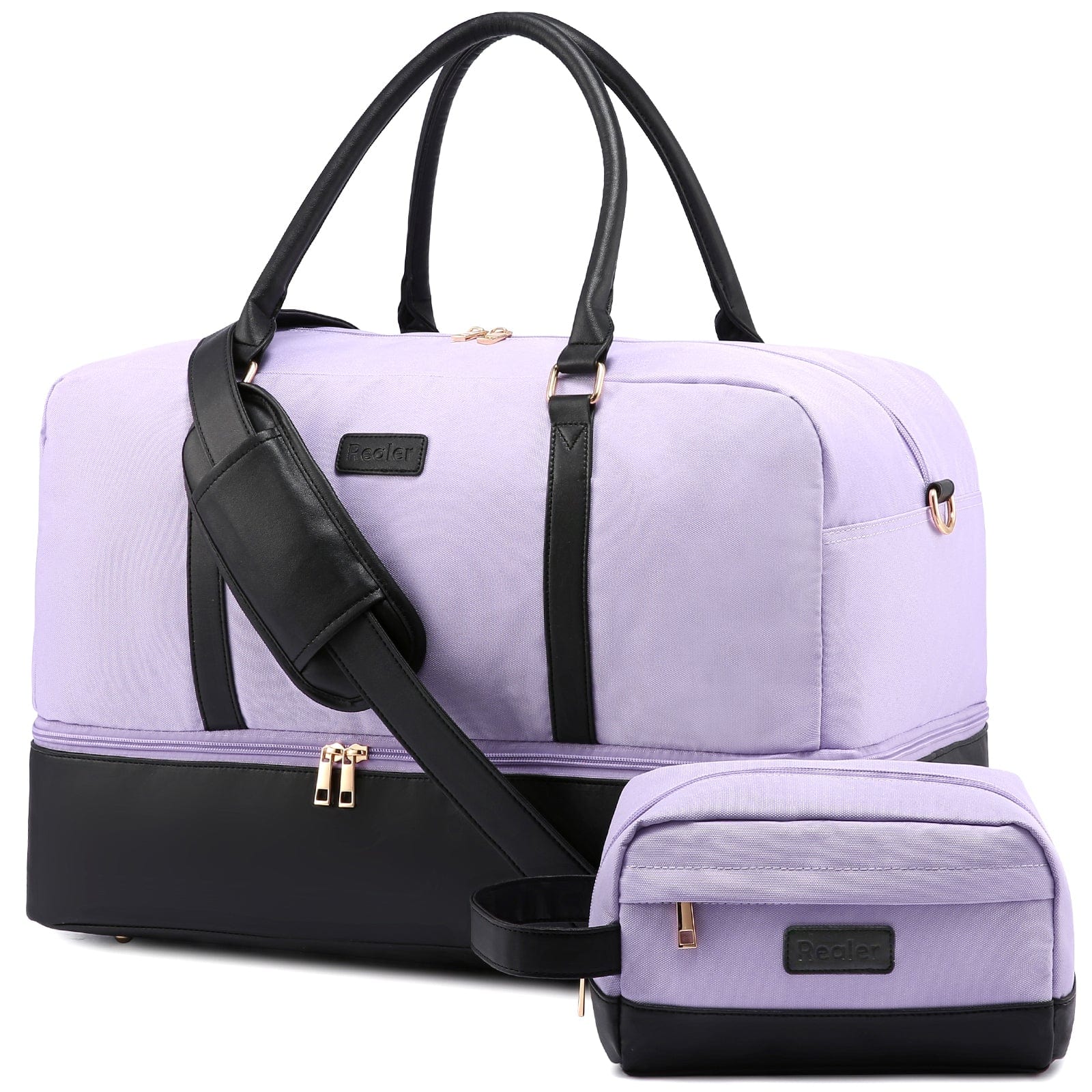 Wholesale custom low moq vintage canvas PU leather trim tote crossbody shoulder bag women weekend duffel travel bags