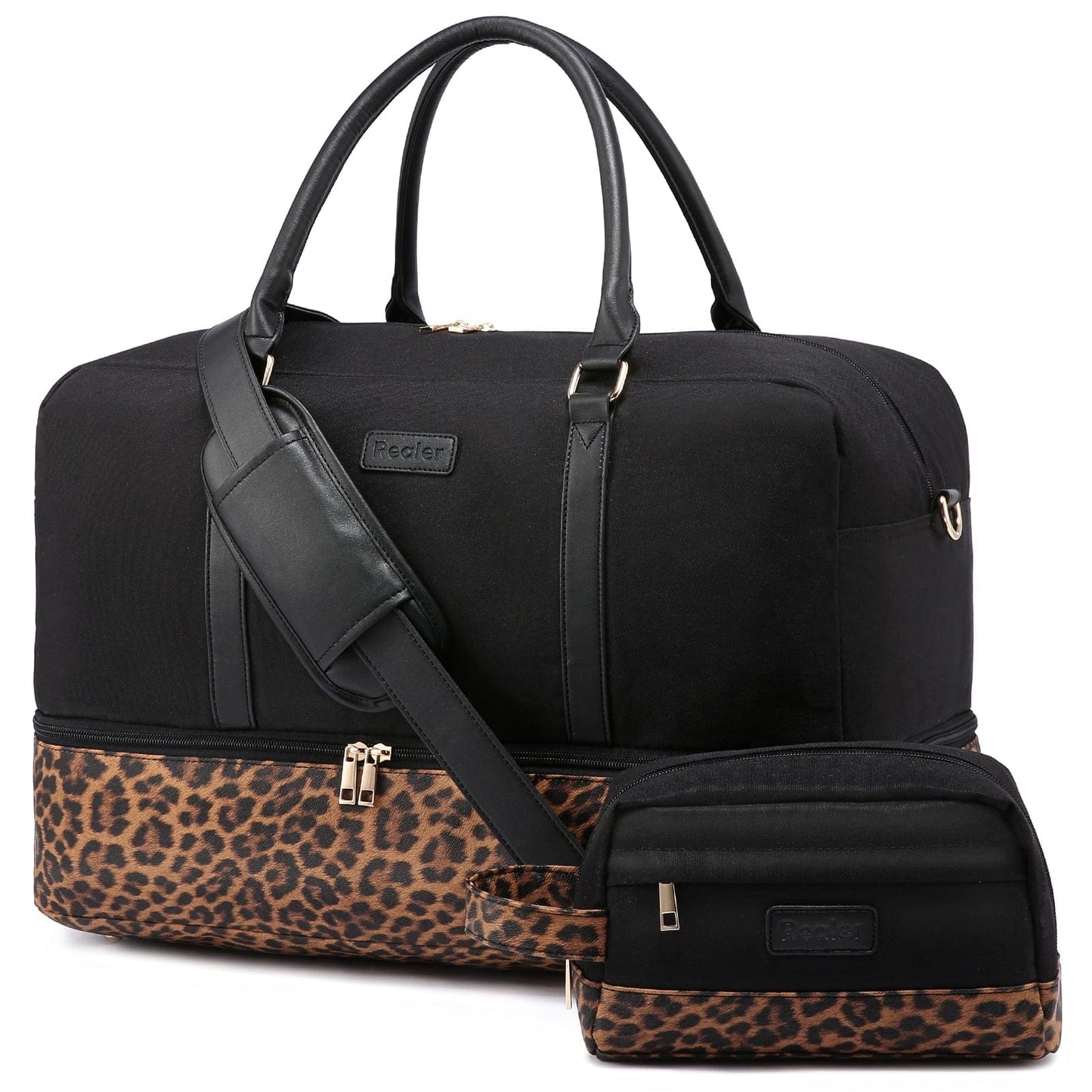 Wholesale custom low moq vintage canvas PU leather trim tote crossbody shoulder bag women weekend duffel travel bags