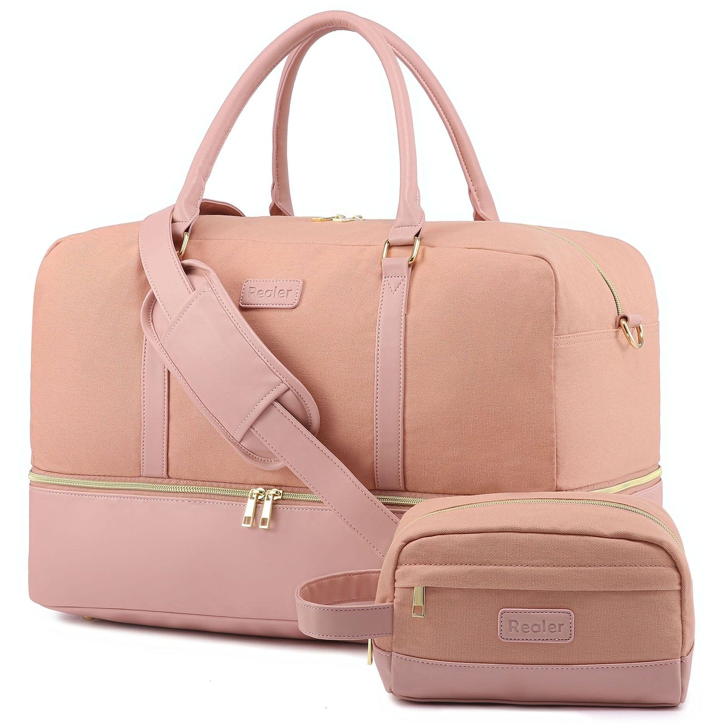 Wholesale custom low moq vintage canvas PU leather trim tote crossbody shoulder bag women weekend duffel travel bags