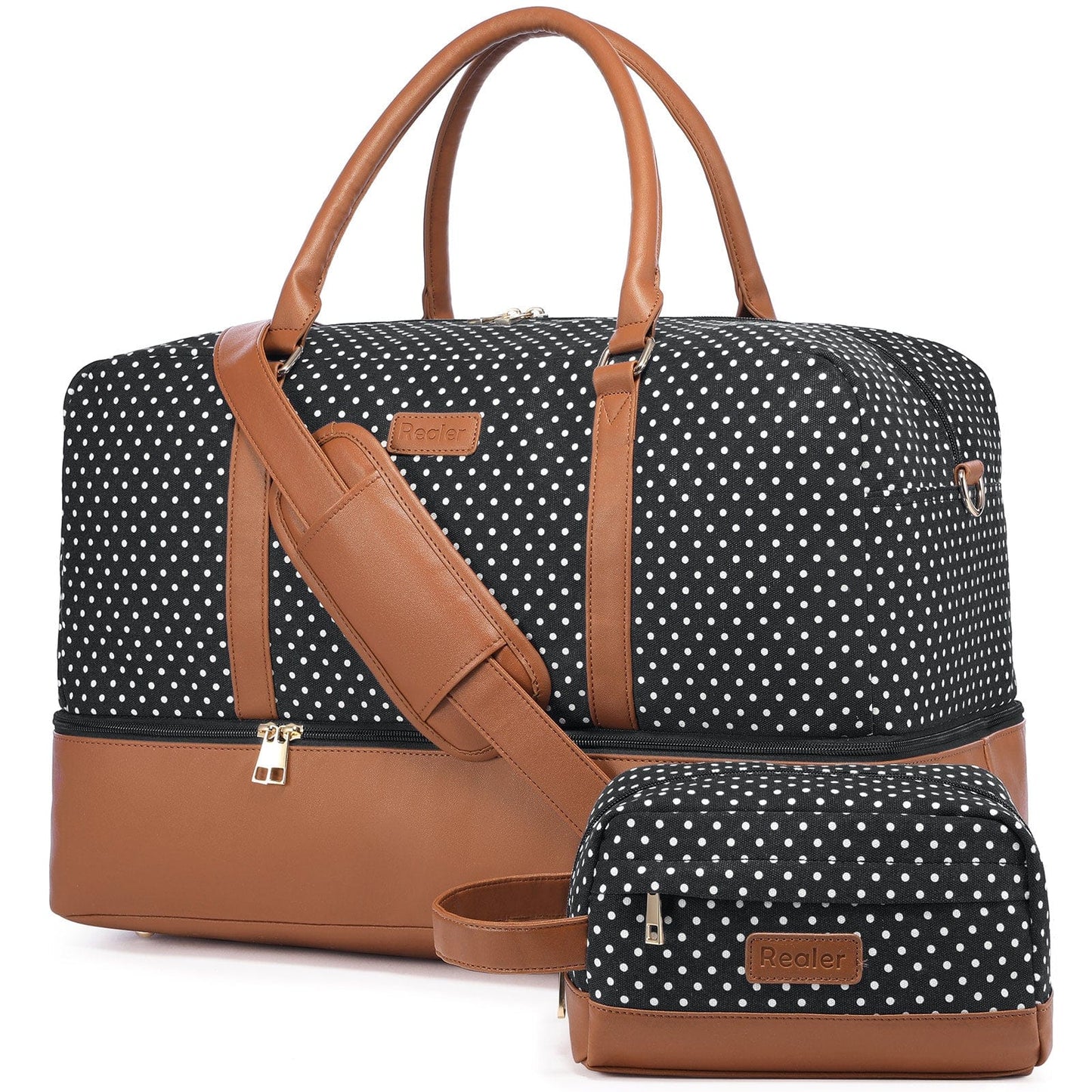 Wholesale custom low moq vintage canvas PU leather trim tote crossbody shoulder bag women weekend duffel travel bags