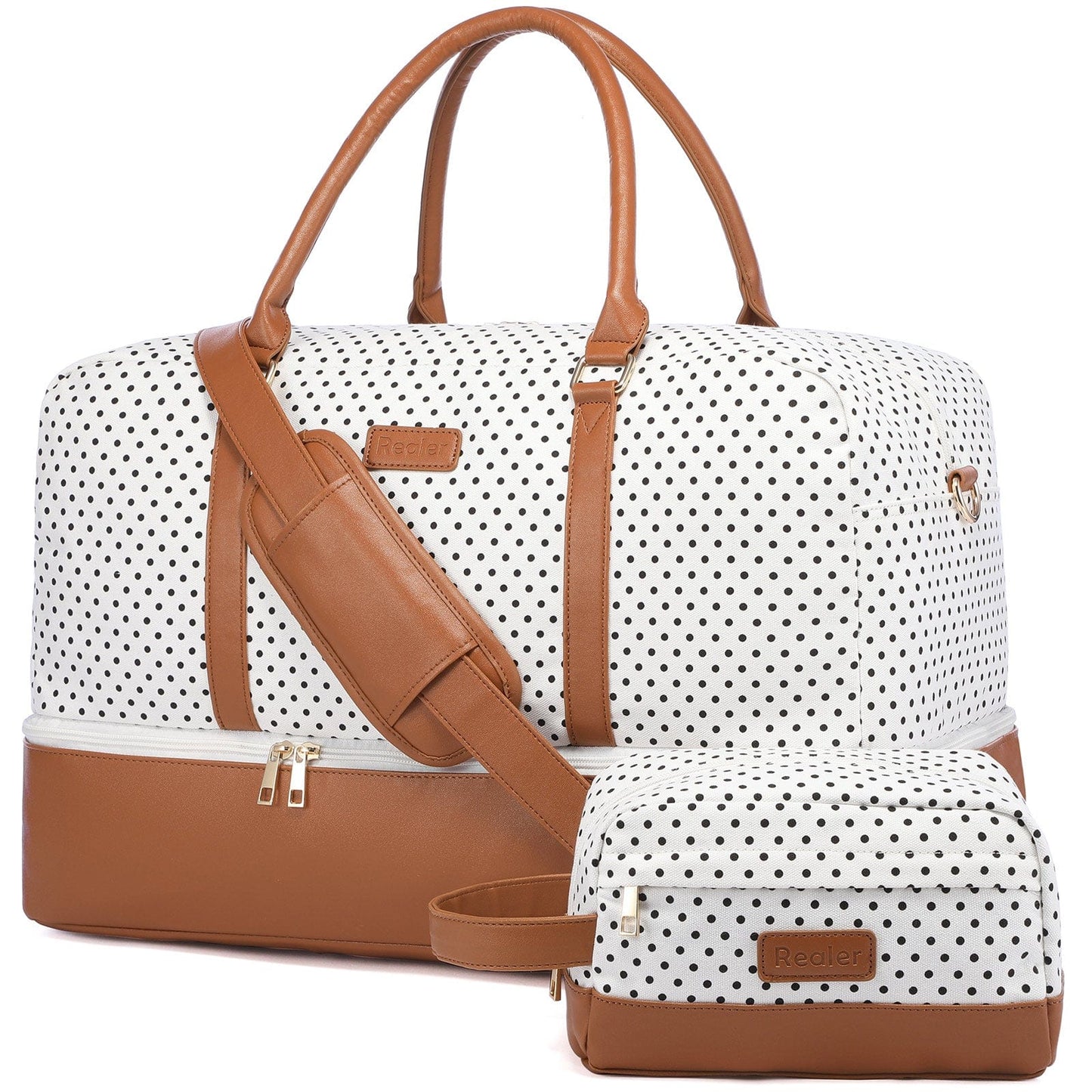 Wholesale custom low moq vintage canvas PU leather trim tote crossbody shoulder bag women weekend duffel travel bags
