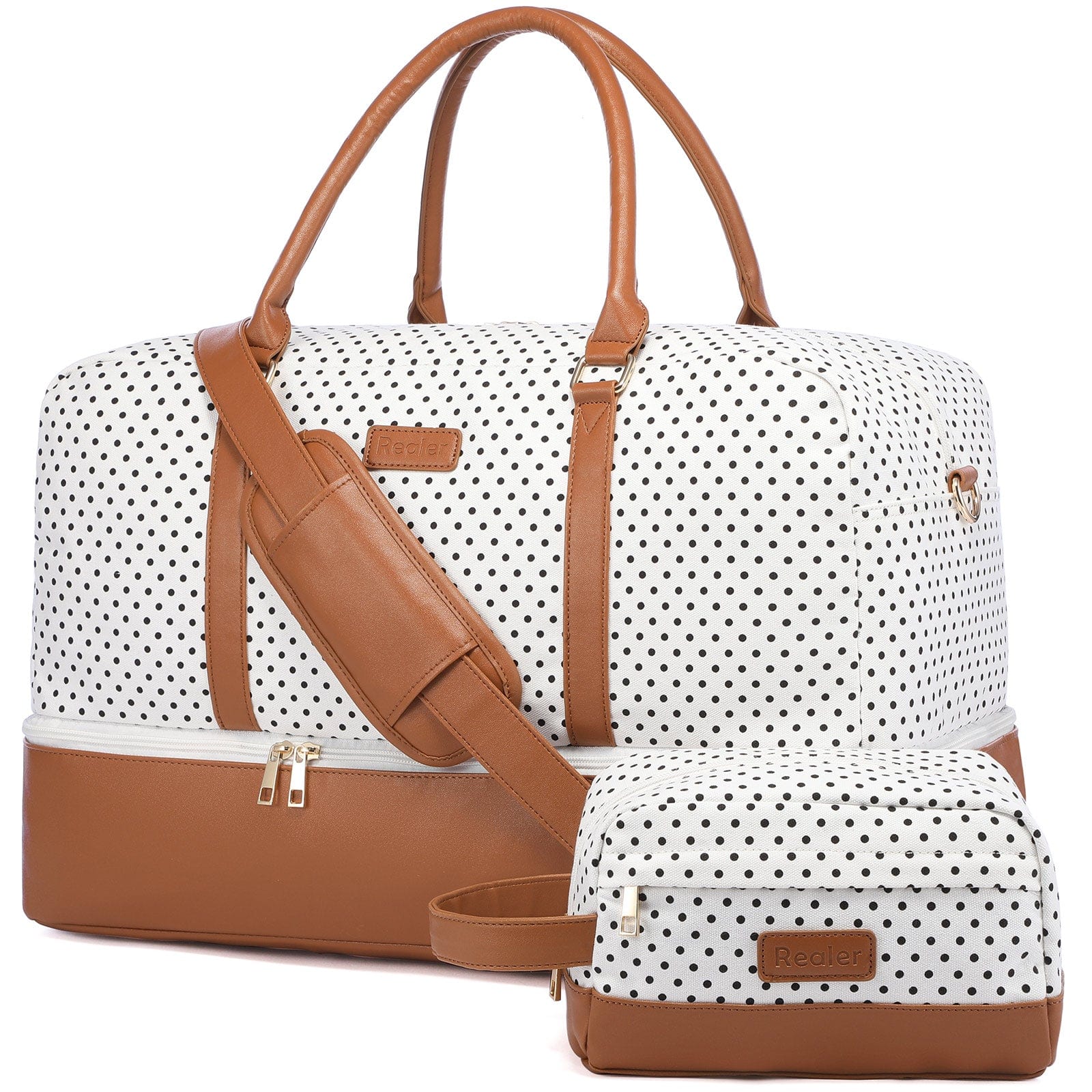Wholesale custom low moq vintage canvas PU leather trim tote crossbody shoulder bag women weekend duffel travel bags